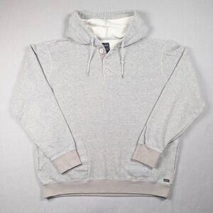 RVCA Hoodie Mens XL Gray Waffle Knit Henley 3 Button Pullover Regular Fit